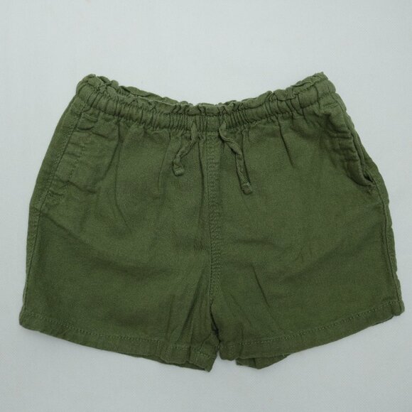 Old Navy Toddler Girls Olive Striped Linen Shorts Set Size 3T - Picture 2 of 7